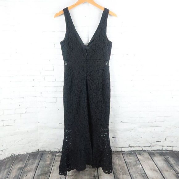 BARDOT BLACK DEEP V NECK SLEEVELESS LACE OVERLAY ANKLE LENGTH DRESS SIZE 4 - Picture 12 of 14